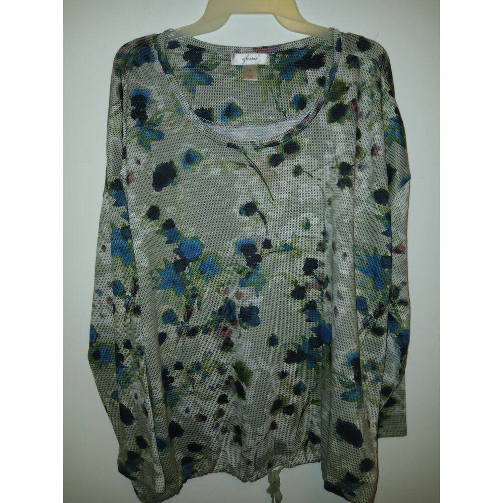 Cj Banks Pullover Spring Layering Shirt Airhole Mesh Fabric 2X Drawstring Waist